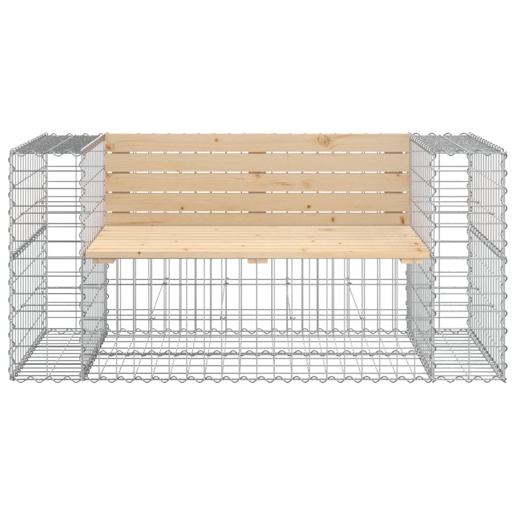 vidaXL Patio Bench Outdoor Park Bench Seating Gabion Design Solid Wood Pine-13