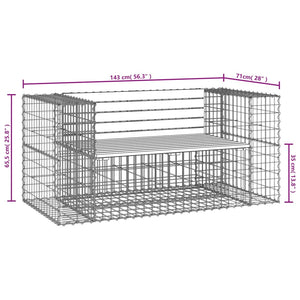 vidaXL Patio Bench Outdoor Park Bench Seating Gabion Design Solid Wood Pine-6