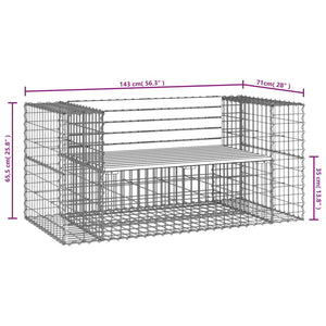 vidaXL Patio Bench Outdoor Park Bench Seating Gabion Design Solid Wood Pine-11