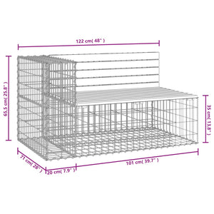 vidaXL Patio Bench Outdoor Park Bench Seating Gabion Design Solid Wood Pine-17