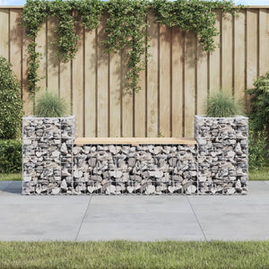 vidaXL Patio Bench Outdoor Park Bench Seating Gabion Design Solid Wood Pine-16