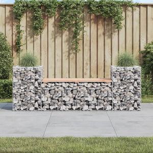 vidaXL Patio Bench Outdoor Park Bench Seating Gabion Design Solid Wood Pine-5