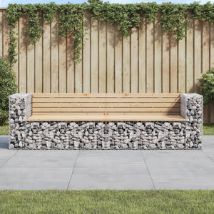 vidaXL Patio Bench Gabion Design Garden Outdoor Seating Loveseat Solid Wood-15