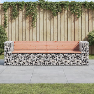 vidaXL Patio Bench Gabion Design Garden Outdoor Seating Loveseat Solid Wood-5