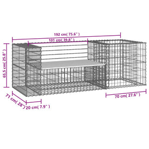 vidaXL Patio Bench with Gabion Basket Park Garden Outdoor Seating Solid Wood-15