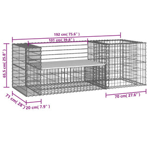 vidaXL Patio Bench with Gabion Basket Park Garden Outdoor Seating Solid Wood-6