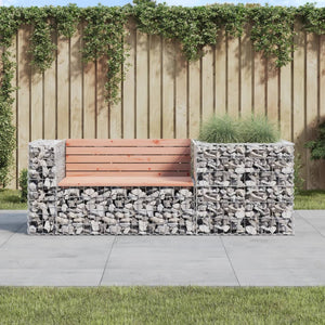 vidaXL Patio Bench with Gabion Basket Park Garden Outdoor Seating Solid Wood-4