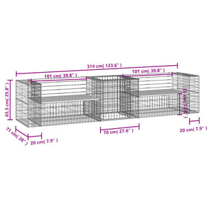 vidaXL Patio Bench with Gabion Basket Park Garden Outdoor Seating Solid Wood-17