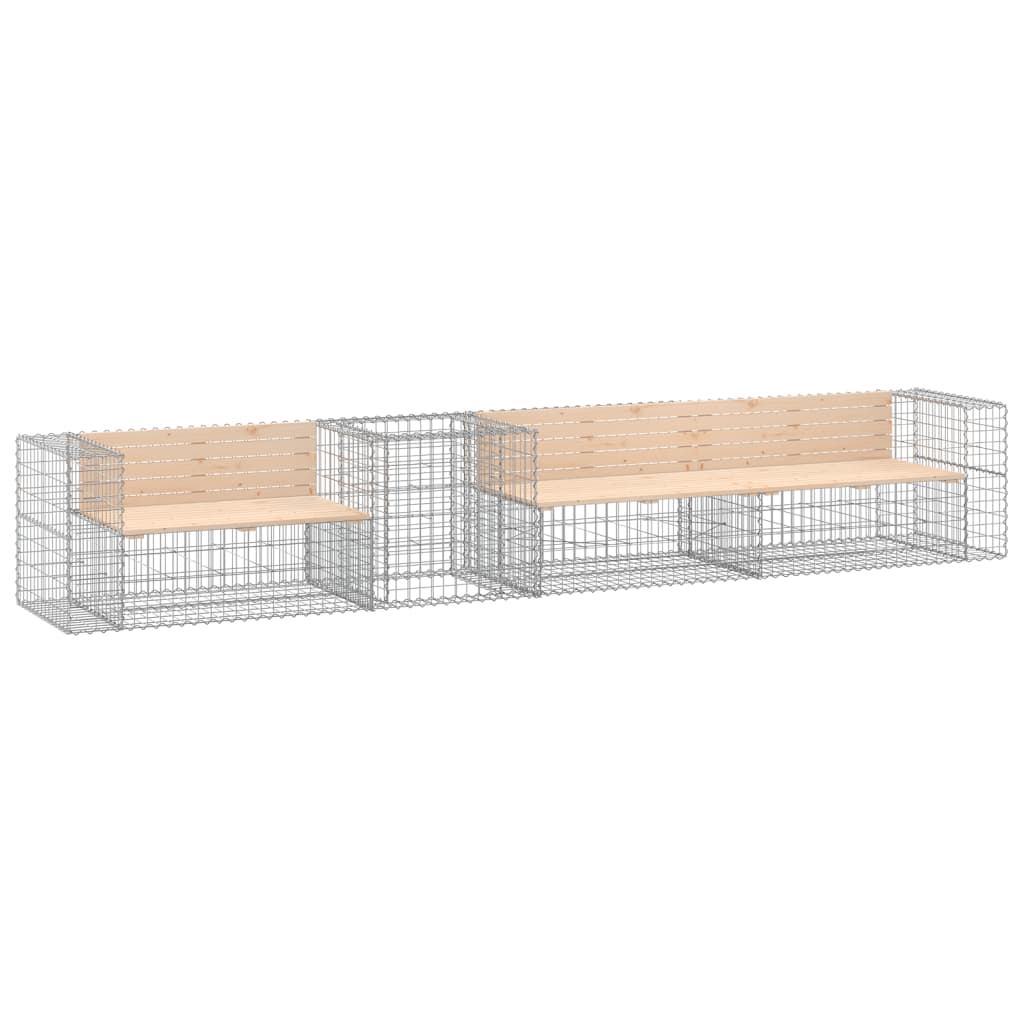 vidaXL Patio Bench with Gabion Basket Park Garden Outdoor Seating Solid Wood-0