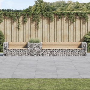 vidaXL Patio Bench with Gabion Basket Park Garden Outdoor Seating Solid Wood-2