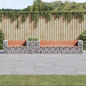 vidaXL Patio Bench with Gabion Basket Park Garden Outdoor Seating Solid Wood-5