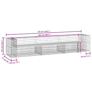 vidaXL Patio Bench Gabion Design Outdoor Seating Bench Loveseat Solid Wood-3