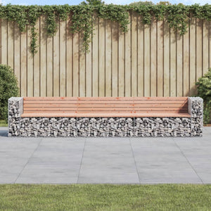 vidaXL Patio Bench Gabion Design Outdoor Seating Bench Loveseat Solid Wood-4