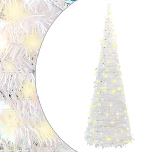 vidaXL Christmas Tree Artificial Xmas Decoration with Stand Pop-up LEDs White-0