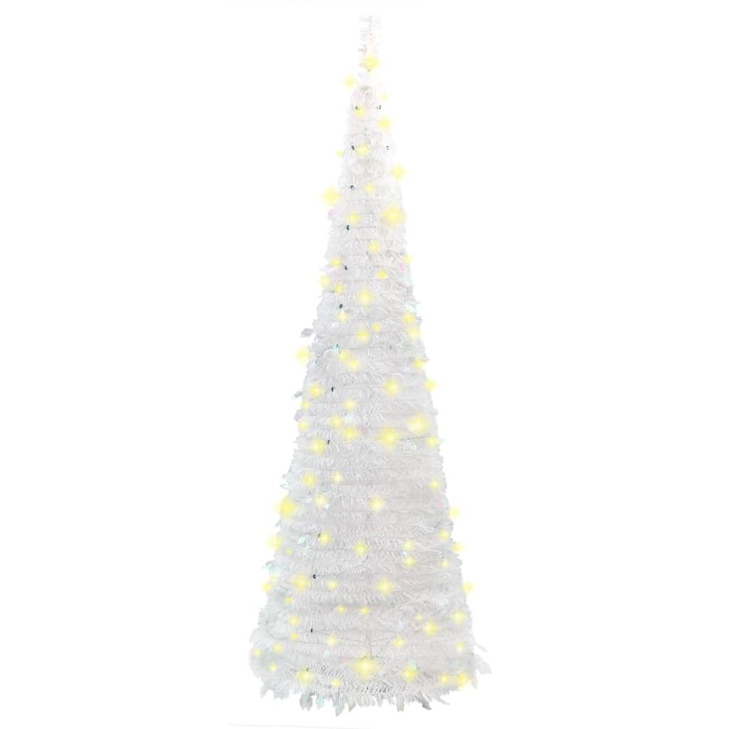 vidaXL Christmas Tree Artificial Xmas Decoration with Stand Pop-up LEDs White-20