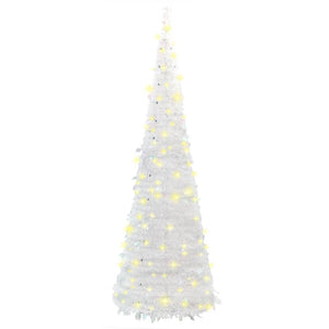 vidaXL Christmas Tree Artificial Xmas Decoration with Stand Pop-up LEDs White-20