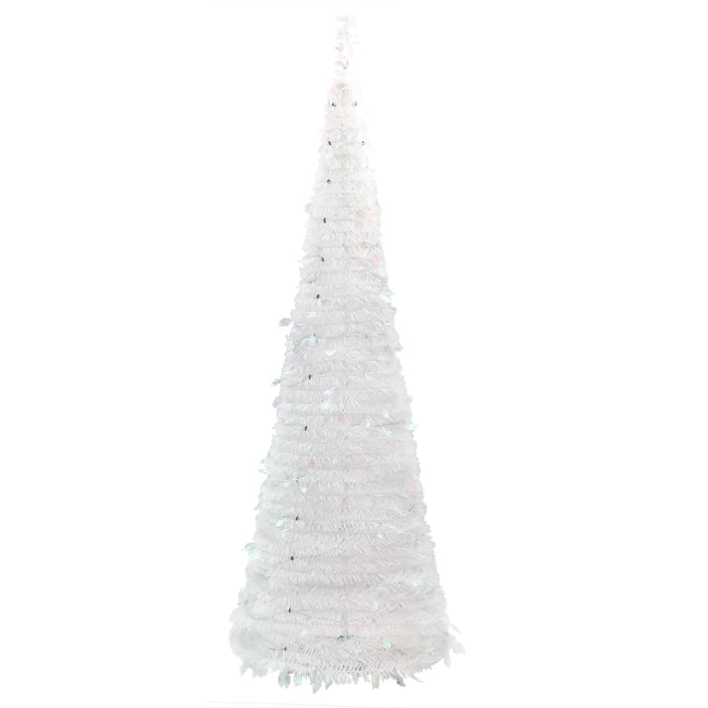 vidaXL Christmas Tree Artificial Xmas Decoration with Stand Pop-up LEDs White-24