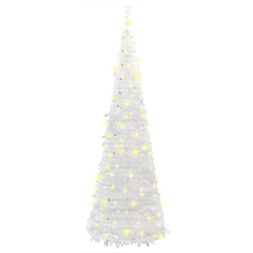 vidaXL Christmas Tree Artificial Xmas Decoration with Stand Pop-up LEDs White-19