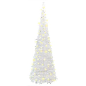 vidaXL Christmas Tree Artificial Xmas Decoration with Stand Pop-up LEDs White-19