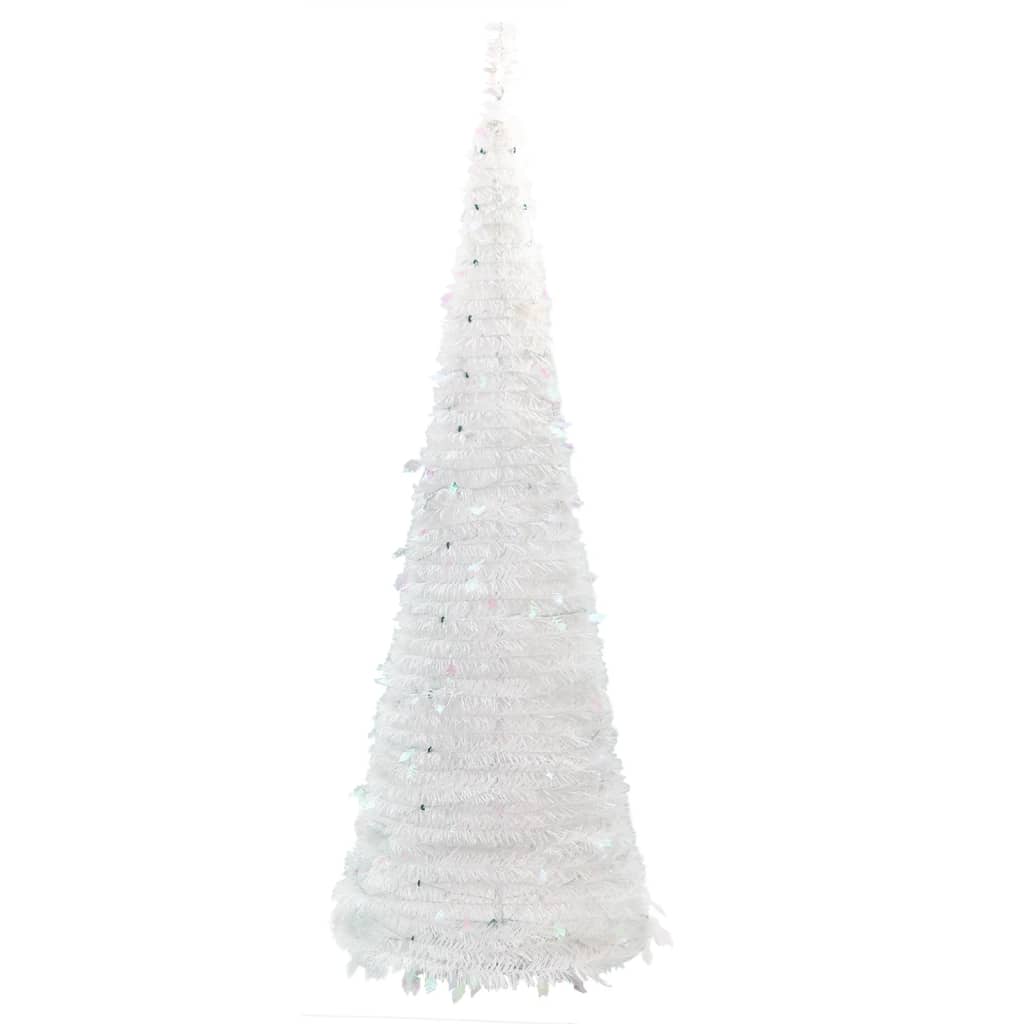 vidaXL Christmas Tree Artificial Xmas Decoration with Stand Pop-up LEDs White-23