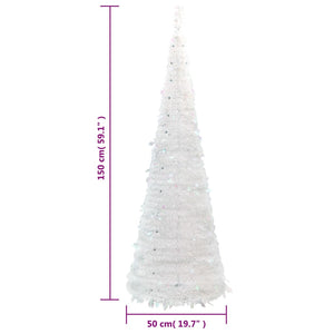 vidaXL Christmas Tree Artificial Xmas Decoration with Stand Pop-up LEDs White-3