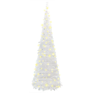 vidaXL Christmas Tree Artificial Xmas Decoration with Stand Pop-up LEDs White-14