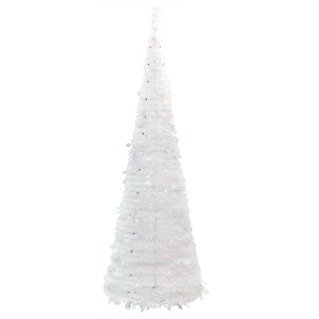 vidaXL Christmas Tree Artificial Xmas Decoration with Stand Pop-up LEDs White-18