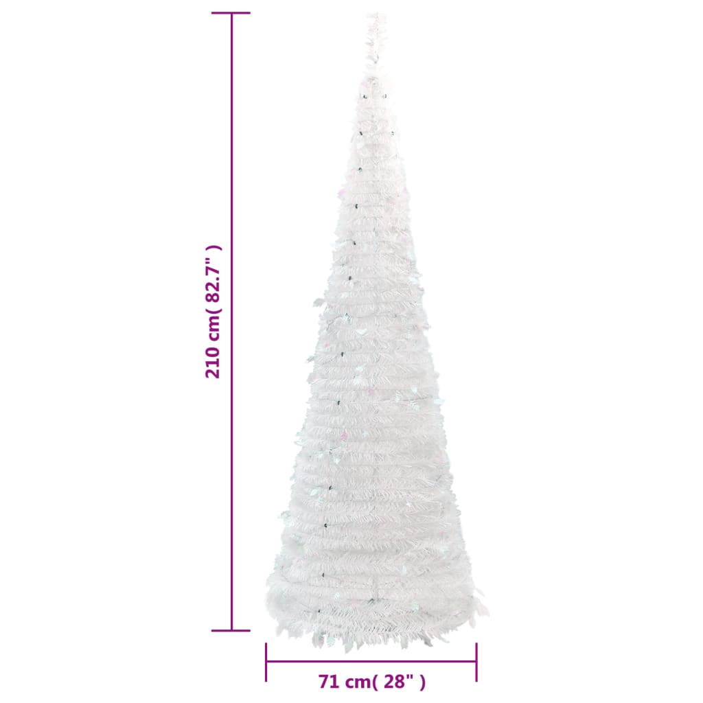 vidaXL Christmas Tree Artificial Xmas Decoration with Stand Pop-up LEDs White-36