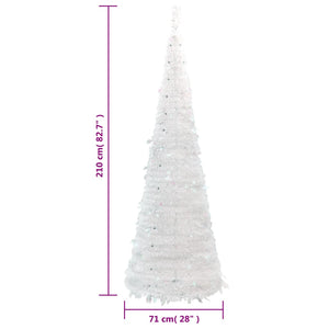 vidaXL Christmas Tree Artificial Xmas Decoration with Stand Pop-up LEDs White-36