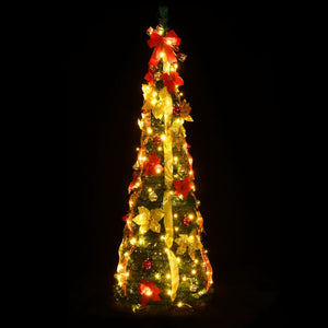 vidaXL Christmas Tree Artificial Xmas Decoration with Stand Pop-up LEDs Green-8