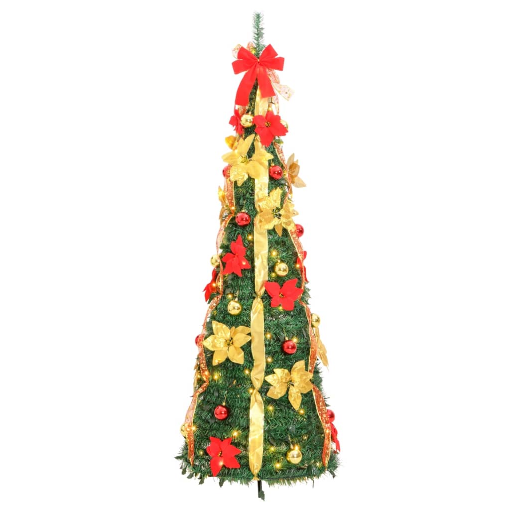 vidaXL Christmas Tree Artificial Xmas Decoration with Stand Pop-up LEDs Green-16