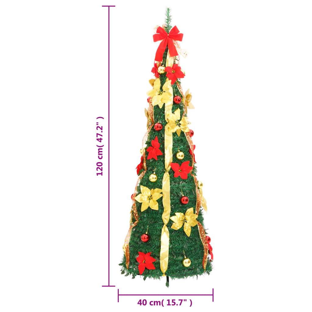 vidaXL Christmas Tree Artificial Xmas Decoration with Stand Pop-up LEDs Green-4