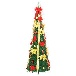 vidaXL Christmas Tree Artificial Xmas Decoration with Stand Pop-up LEDs Green-10