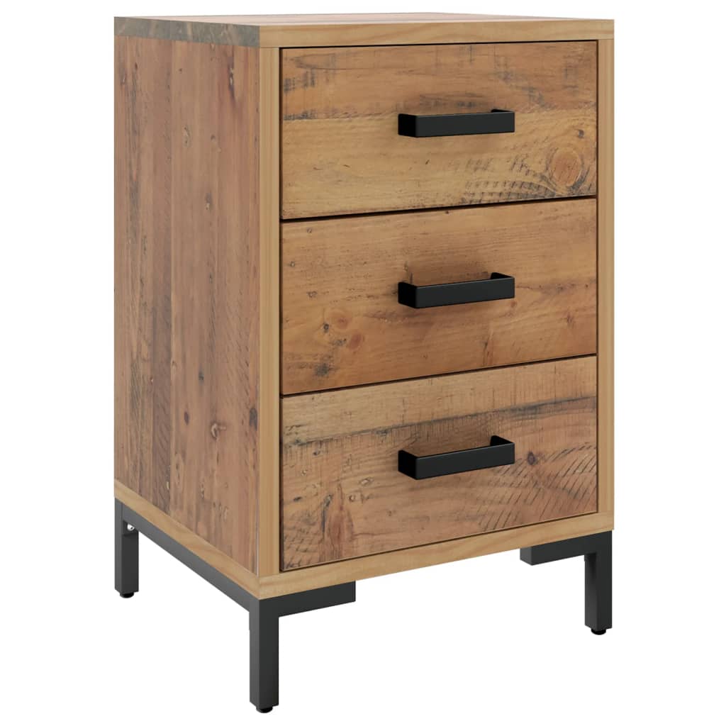 vidaXL Nightstand Bedside End Side Table with Drawer Furniture Solid Wood Pine-0