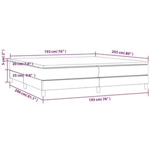 vidaXL Box Spring Bed with Mattress Black 72"x83.9" California King Fabric-23