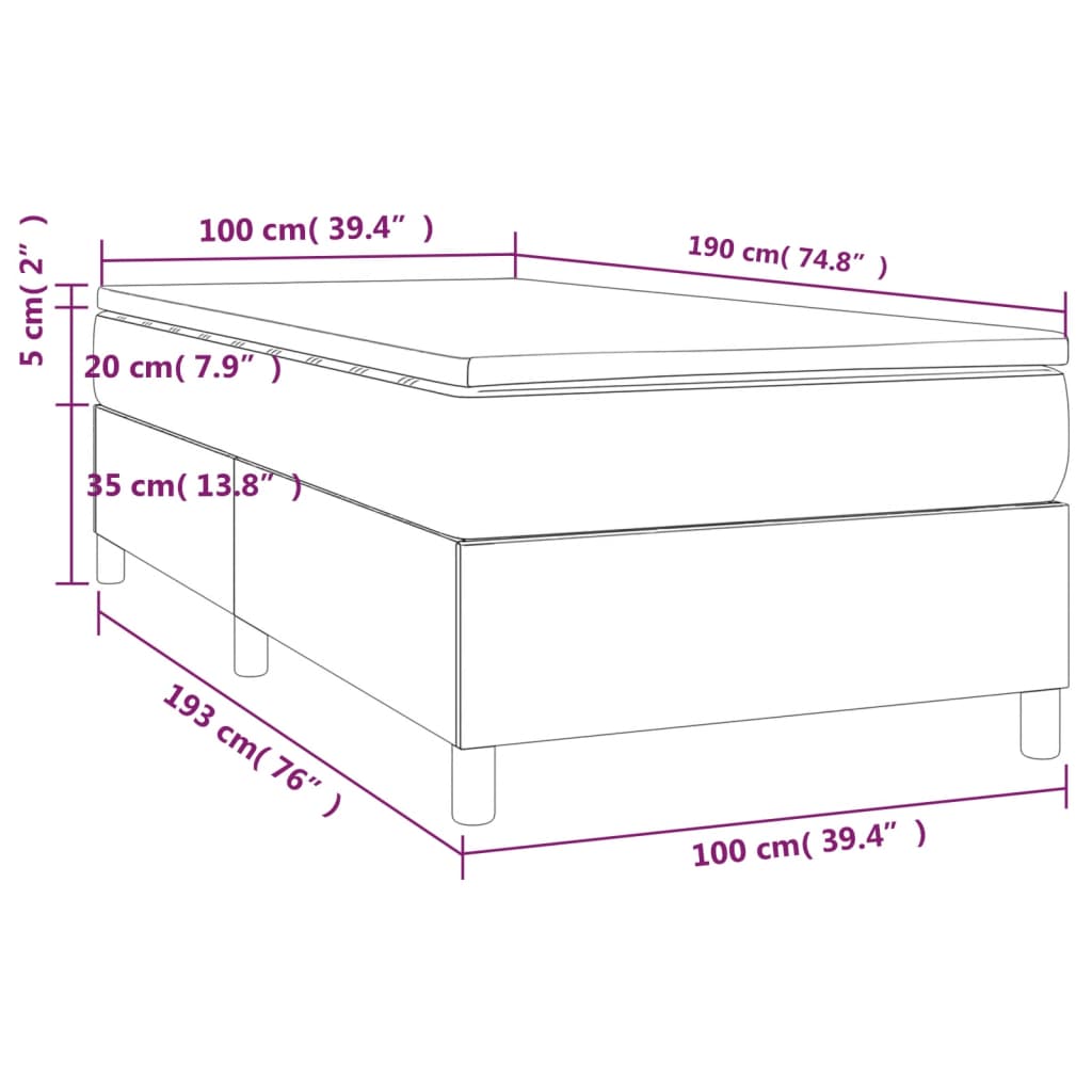 vidaXL Box Spring Bed with Mattress Black 72"x83.9" California King Fabric-102