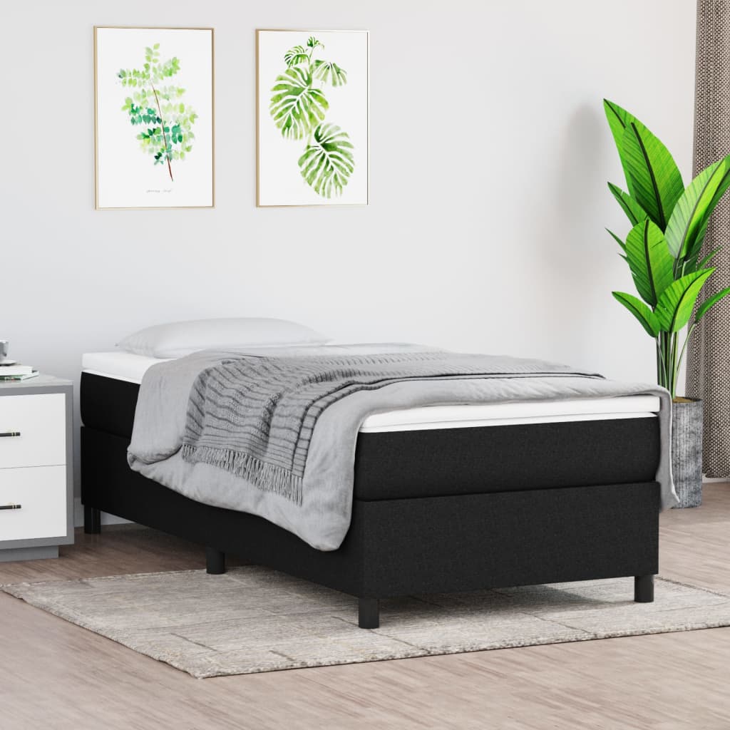 vidaXL Box Spring Bed with Mattress Black 72"x83.9" California King Fabric-16