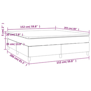 vidaXL Box Spring Bed with Mattress Black 72"x83.9" California King Fabric-14