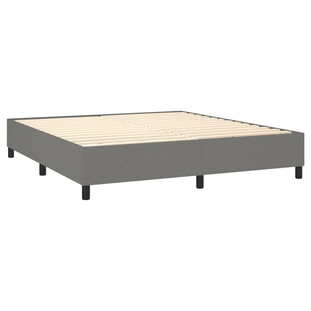 vidaXL Box Spring Bed with Mattress Black 72"x83.9" California King Fabric-15