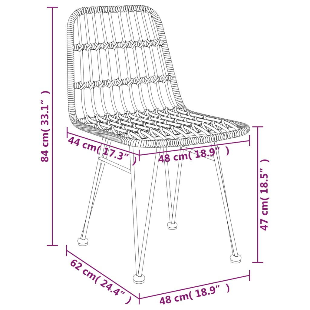 vidaXL Patio Chairs 2 Pcs Patio Dining Woven Rattan Wicker Chair PE Rattan-12