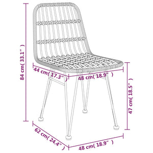 vidaXL Patio Chairs 2 Pcs Patio Dining Woven Rattan Wicker Chair PE Rattan-12