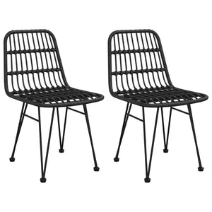 vidaXL Patio Chairs 2 Pcs Patio Dining Woven Rattan Wicker Chair PE Rattan-1