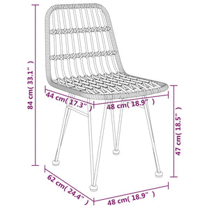 vidaXL Patio Chairs 2 Pcs Patio Dining Woven Rattan Wicker Chair PE Rattan-11