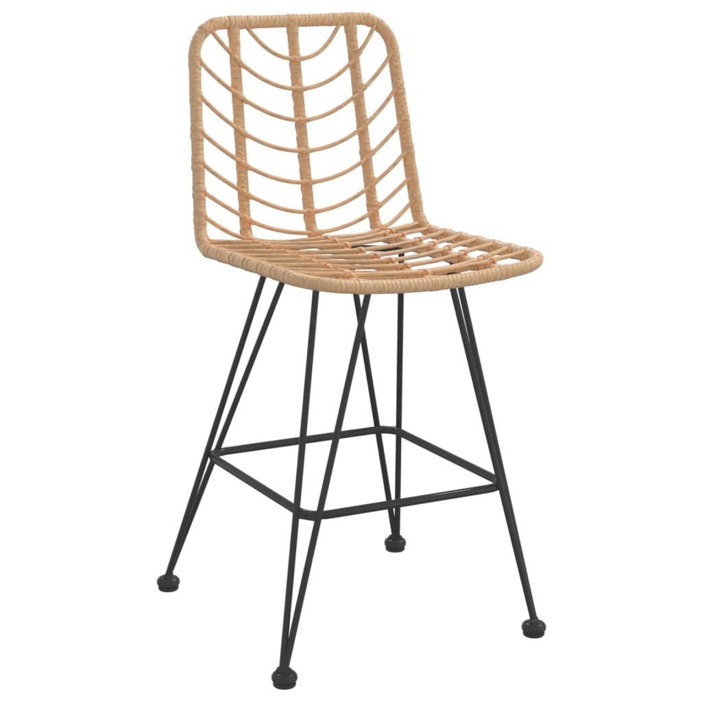 vidaXL Rattan Bar Stool 2 Pcs Stool with Back and Footrest PE Rattan and Steel-2