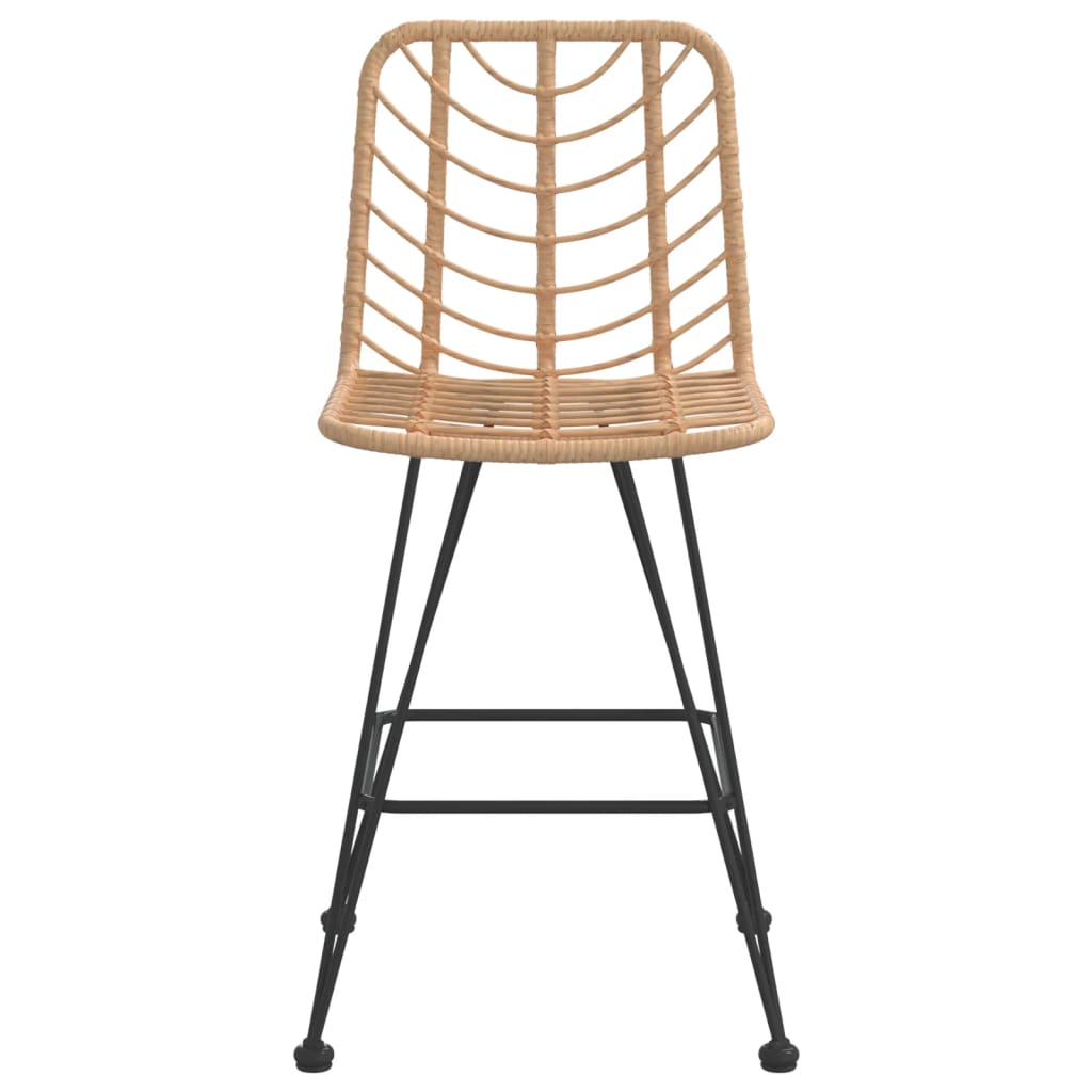 vidaXL Rattan Bar Stool 2 Pcs Stool with Back and Footrest PE Rattan and Steel-4