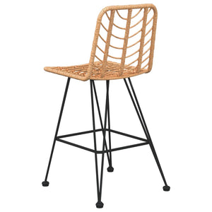 vidaXL Rattan Bar Stool 2 Pcs Stool with Back and Footrest PE Rattan and Steel-8