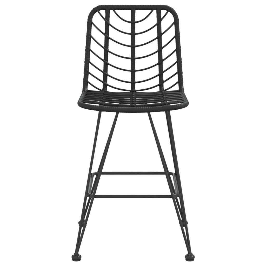 vidaXL Rattan Bar Stool 2 Pcs Stool with Back and Footrest PE Rattan and Steel-13