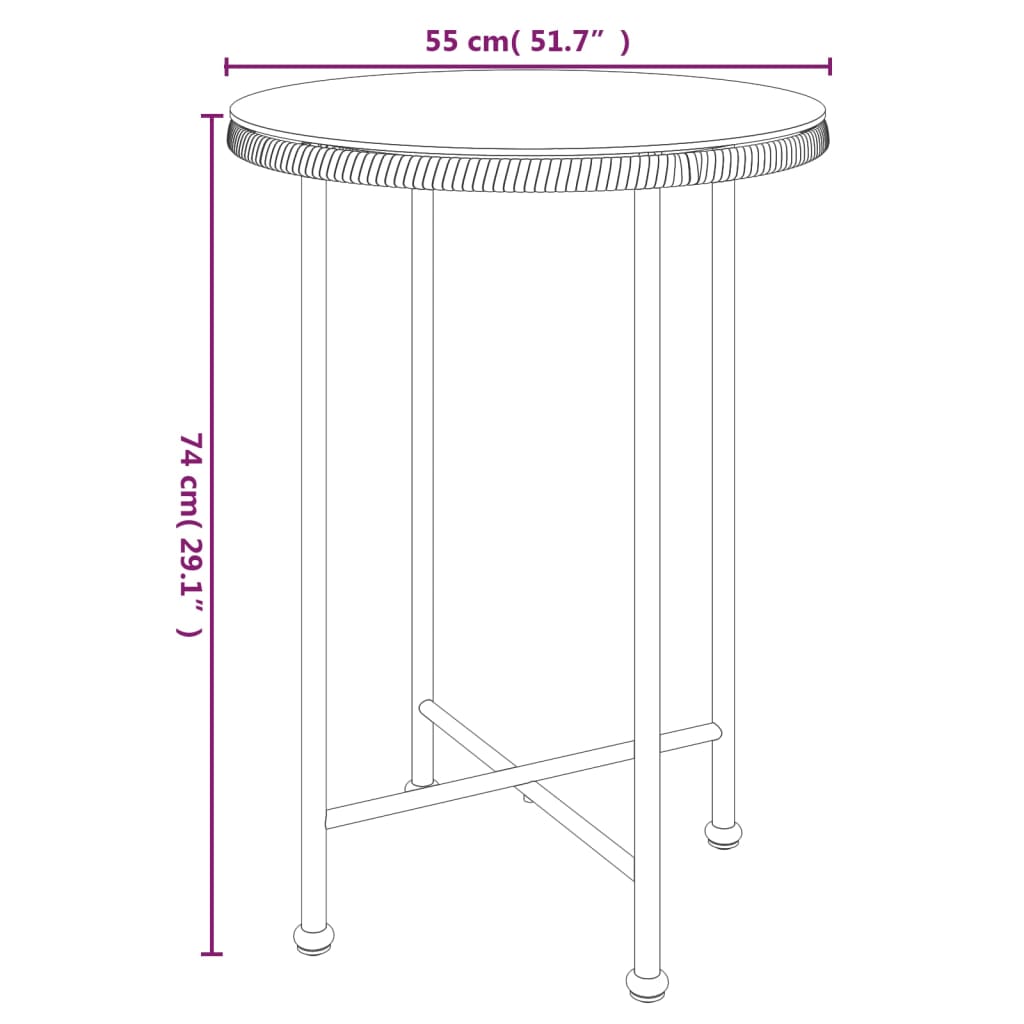 vidaXL Bistro Table Outdoor Side Table Garden Furniture for Porch Deck Steel-24