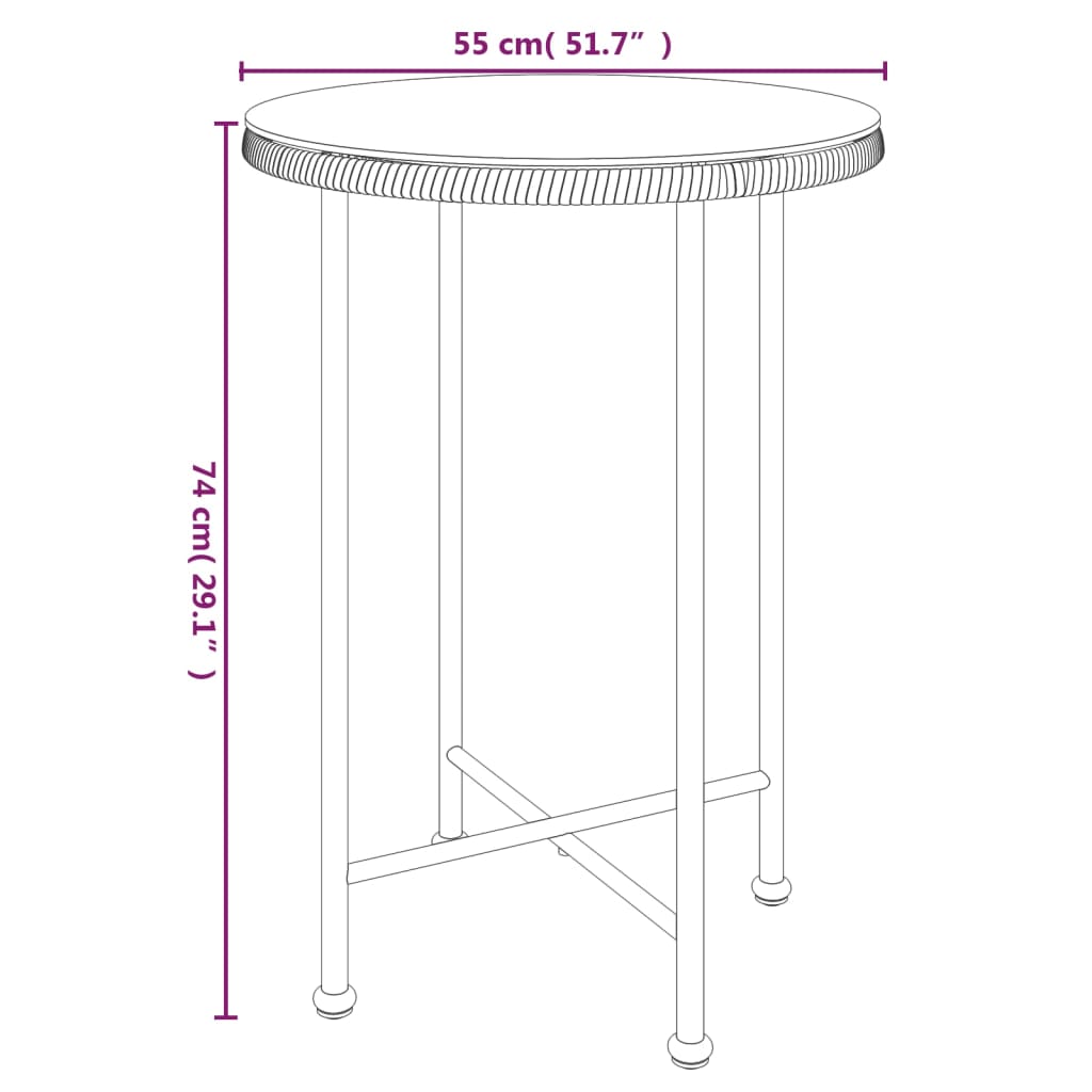 vidaXL Bistro Table Outdoor Side Table Garden Furniture for Porch Deck Steel-25