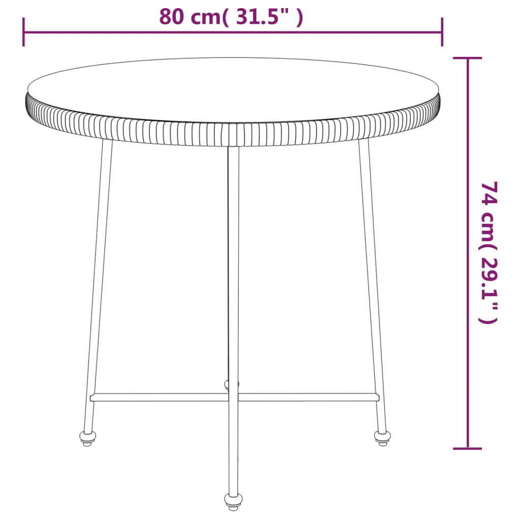 vidaXL Bistro Table Outdoor Side Table Garden Furniture for Porch Deck Steel-19